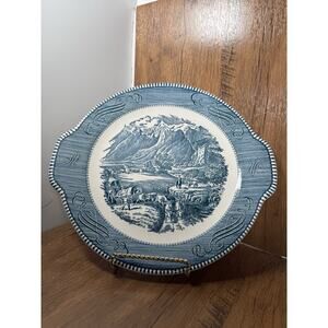 Vintage Currier And Ives The Rocky Mountains Serving Platter With Handles